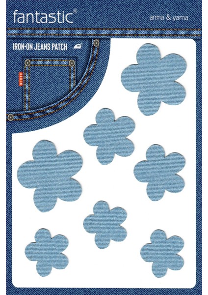 Ütü ile Yapışan Kot Arma Patch Kot Yaması, Denim Jeans Onarım & Dekoratif Amaçlı Çiçek Buz Mavi Kot Çiçek Şekilli Yama