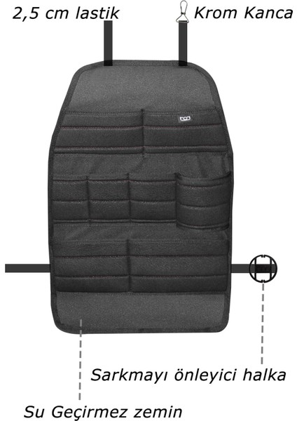 Ecolux Serisi Taytüyü Araba Oto Koltuk Arkası Eşya Düzenleyici Araç Içi Organizer Siyah modelleri