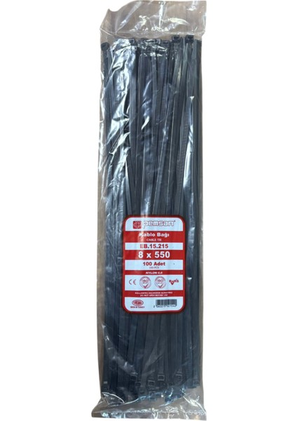 Kablo Bağı Cırt Kelepçe 8X550 mm Siyah 100 Adet Fiyatıdır