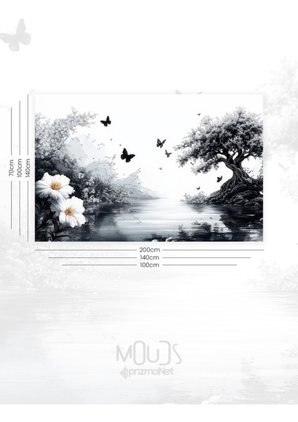 Siyah Doğa Manzarası Desenli Duvar Halısı Duvar Örtüsü Tapestry Süet Dokulu Kumaş fırsatları