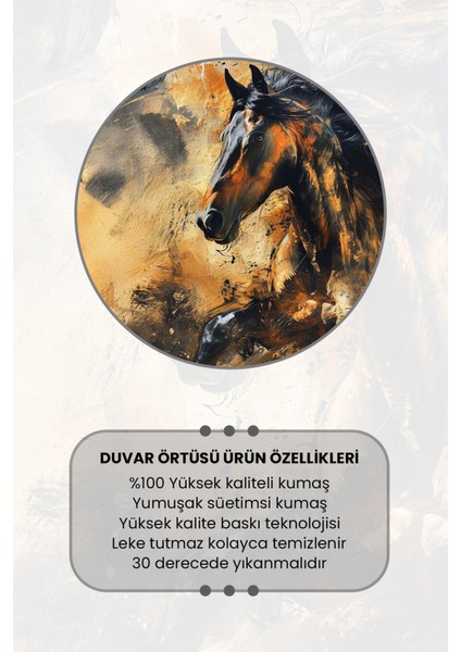 Altın Siyah At Desenli Duvar Halısı Duvar Örtüsü Tapestry Süet Dokulu Kumaş modelleri