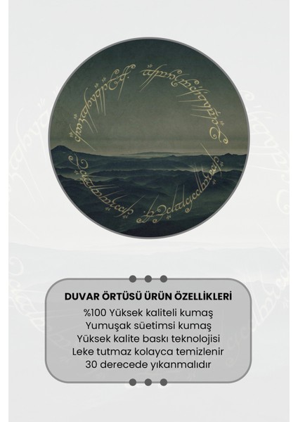 Yüzüklerin Efendisi Tek Yüzük Yazı Desenli Duvar Örtüsü Duvar Halısı Tapestry Süet Dokulu Kumaş modelleri