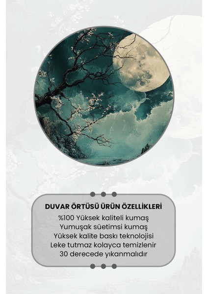 Ay Işığı Kiraz Ağacı Desenli Duvar Halısı Duvar Örtüsü Tapestry Süet Dokulu Kumaş modelleri