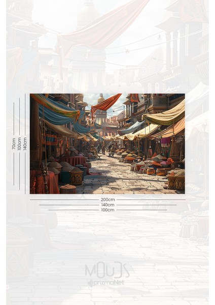 Baharat Pazarı Desenli Duvar Halısı Duvar Örtüsü Tapestry Süet Dokulu Kumaş fiyatları