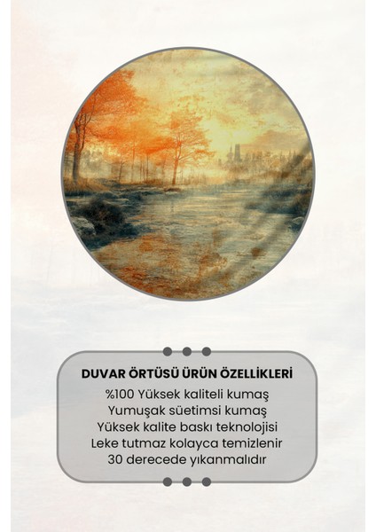 Sonbahar Nehir Manzarası Desenli Duvar Halısı Duvar Örtüsü Tapestry Süet Dokulu Kumaş fırsatları