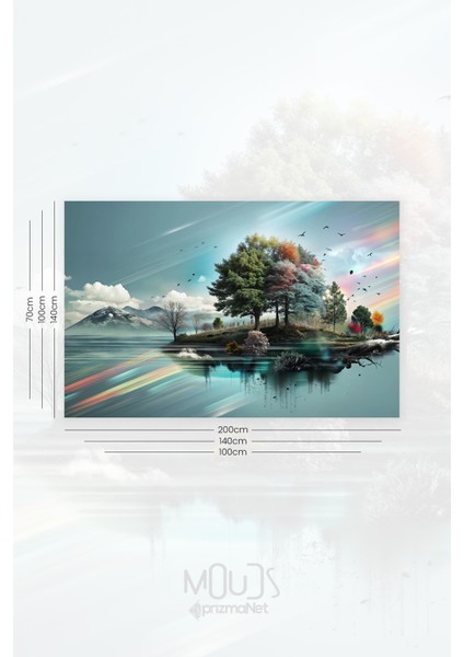 Renkli Doğa Yansıması Desenli Duvar Halısı Duvar Örtüsü Tapestry Süet Dokulu Kumaş modelleri