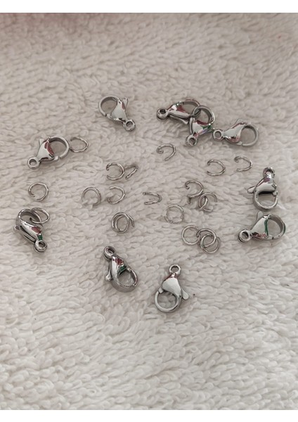 EnginTT Çelik Papağan Klips ve Halka Seti – Takı Aparatı, Bileklik & Kolye Malzemesi (Nikel Renk)