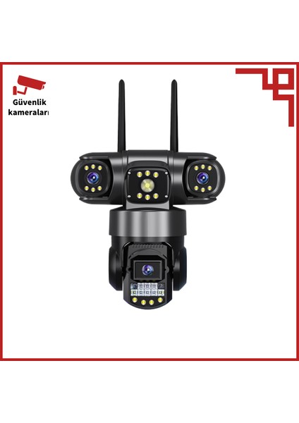 markasiz 4g, 3 Lens (3+3+3) Mp, 360 Derece Tam Kapsama Alanı Gece Görüşlü Akıllı Güvenlik Kamerası