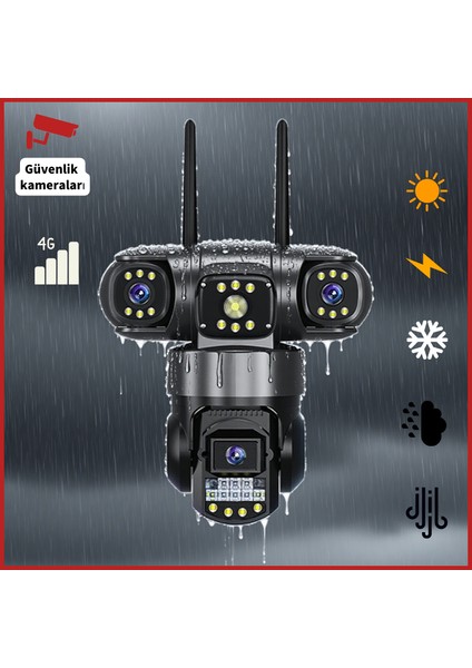 markasiz 4g, 3 Lens (3+3+3) Mp, 360 Derece Tam Kapsama Alanı Gece Görüşlü Akıllı Güvenlik Kamerası modelleri