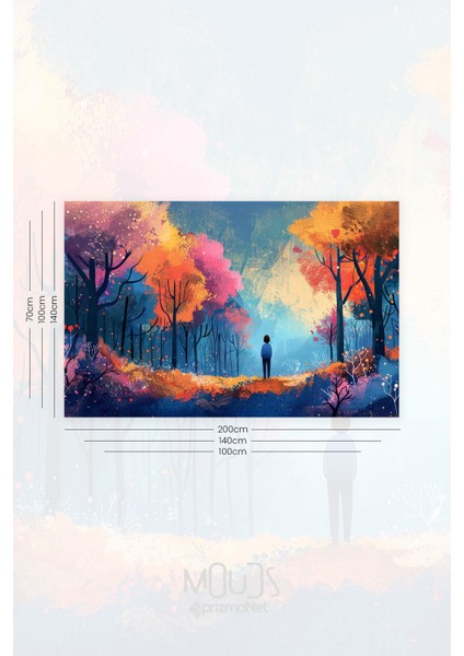 Büyülü Orman Desenli Duvar Halısı Duvar Örtüsü Tapestry Süet Dokulu Kumaş fiyatları