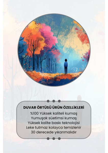 Büyülü Orman Desenli Duvar Halısı Duvar Örtüsü Tapestry Süet Dokulu Kumaş modelleri