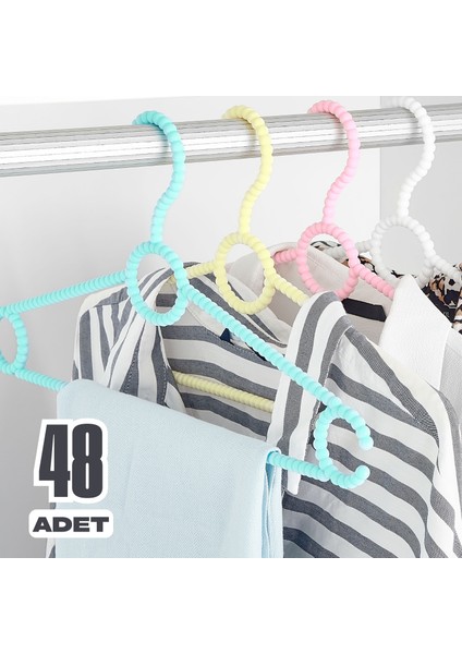48 Adet Boncuk Askı Elbise Askısı - Karışık Renk