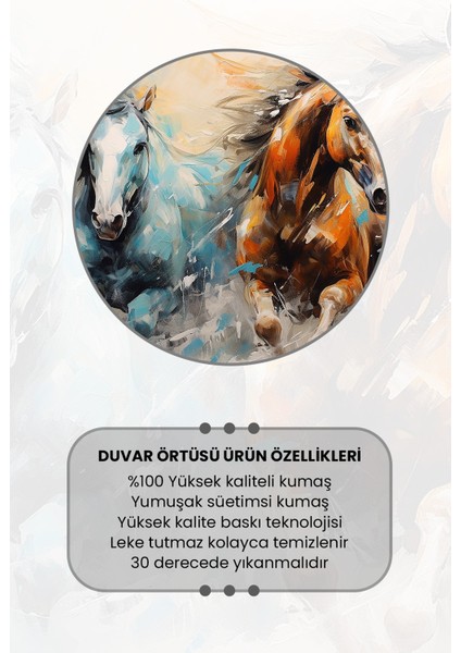 Fırça Darbesi Atlar Desenli Duvar Halısı Duvar Örtüsü Tapestry Süet Dokulu Kumaş modelleri