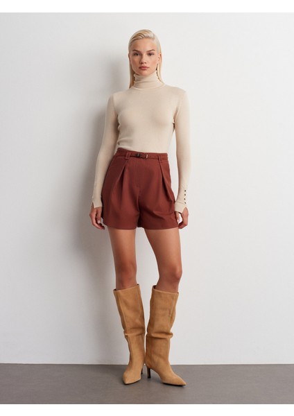 72148 Kemerli Pensli Bermuda-Kiremit