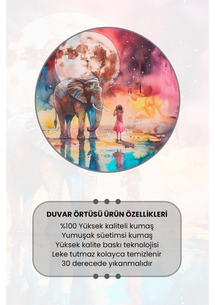 Ay Işığı Fil ve Kız Desenli Duvar Halısı Duvar Örtüsü Tapestry Süet Dokulu Kumaş fırsatları