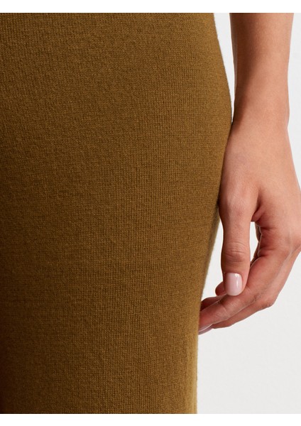 70163 Beli Lastikli Yünlü Triko Pantolon-Yağ Yeşil fırsatları