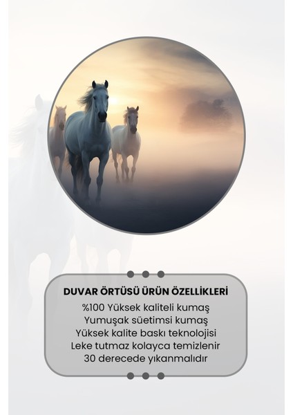 Yılkı Atları Desenli Duvar Halısı Duvar Örtüsü Tapestry Süet Dokulu Kumaş modelleri