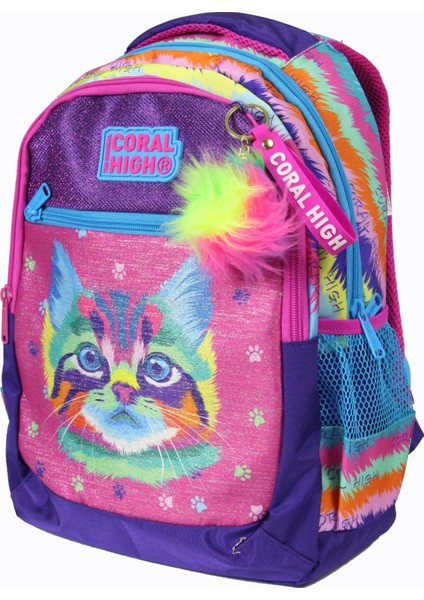 Ch 23477 Renkli Kedi - 3' Lü Okul Çantası Seti - Sırt ve Beslenme Çantası + Kalemlik modelleri