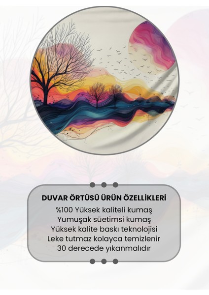 Renkli Gün Batımı Desenli Duvar Halısı Duvar Örtüsü Tapestry Süet Dokulu Kumaş fırsatları