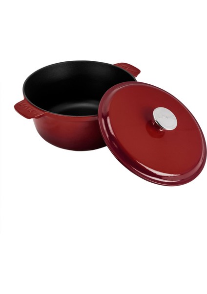 Döküm Yuvarlak Güvec Tencere Döküm Demir Yekpare Kulplu. ÇAP(Ø)26CM.-BORDO fiyatları