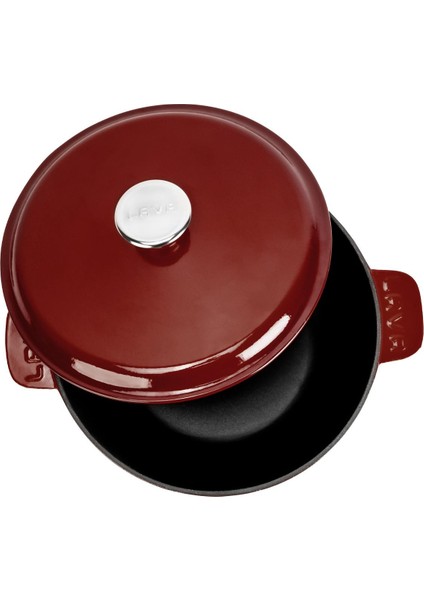 Döküm Yuvarlak Güvec Tencere Döküm Demir Yekpare Kulplu. ÇAP(Ø)26CM.-BORDO modelleri