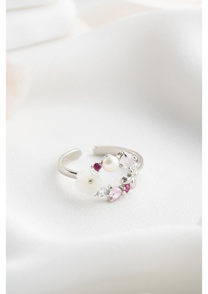 925 Ayar Gümüş Ayarlanabilir Rodyum Kaplama Manolya Çiçeği Bahar Çiçeği Yüzük fiyatları