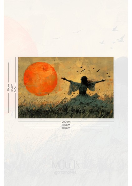 Gün Batımında Özgürlük Desenli Duvar Halısı Duvar Örtüsü Tapestry Süet Dokulu Kumaş modelleri