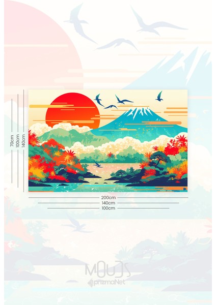 Doğanın Renkli Uyanışı Desenli Duvar Halısı Duvar Örtüsü Tapestry Süet Dokulu Kumaş modelleri