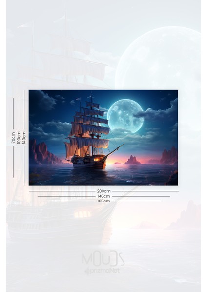 Ay Işığı Yelkenli Desenli Duvar Halısı Duvar Örtüsü Tapestry Süet Dokulu Kumaş modelleri