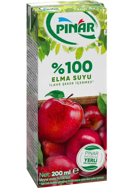 Meyve Suyu Saf Elma 200 ml x 27 Adet