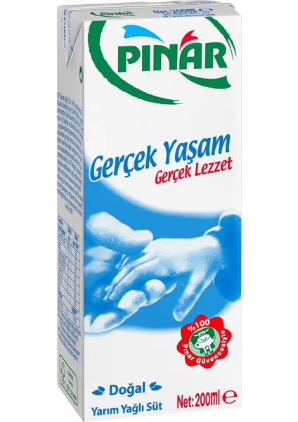 Yarım Yağlı Süt UHT 200 ml x 27 Adet Enerji Değeri 188 Kcal Kaliteli Süt