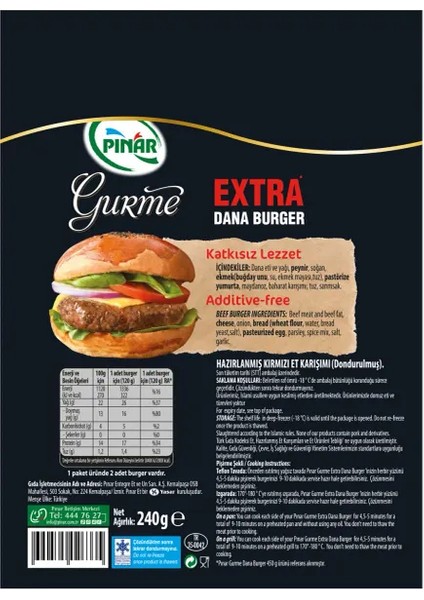 Gurme Extra Dana Burger 240 G indirimleri