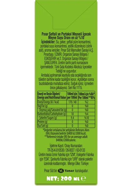 Çılgın Ikili Şeftali Portakal 200 ml x 27 Adet modelleri