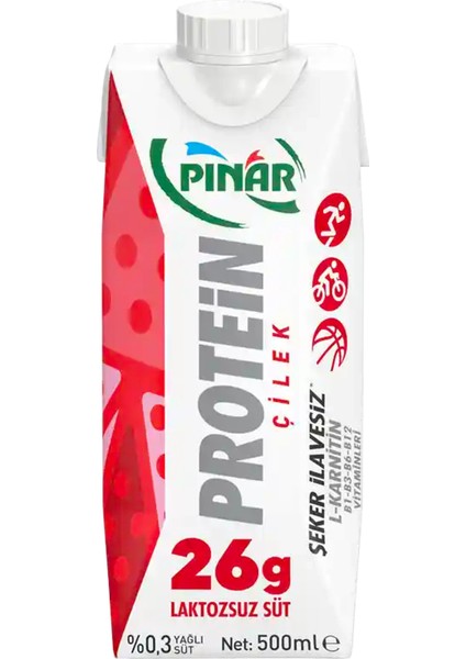 Çilekli Protein Süt 500 ml x 12 Adet