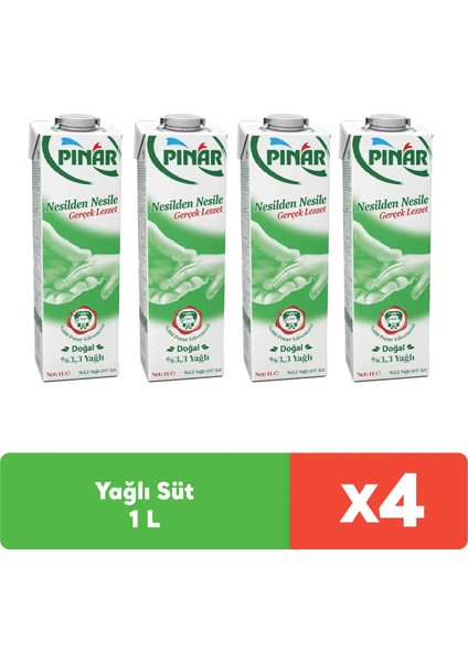 Tam Yağlı Uzun Ömürlü Süt 4x1 L – Yerli Üretim, Kalsiyum ve Protein Bakımından Zengin Besleyici İçerik