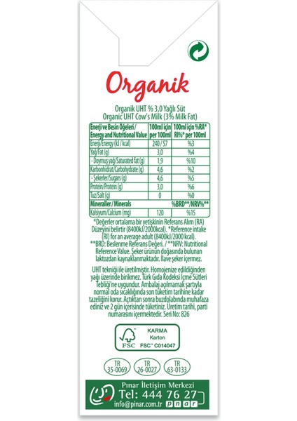 Organik Süt 6x200 ml modelleri