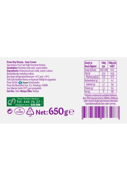 Ekşi Krema 650 gr fırsatları
