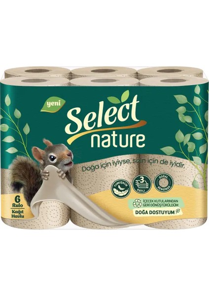 Select Nature Yeni Nesil 6’lı Kağıt Havlu 3 Katlı