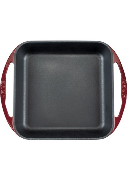 Döküm Kare Kızartma Tavası Döküm Demir Yekpare Çift Kulplu Ölçü 26X26CM.-BORDO modelleri