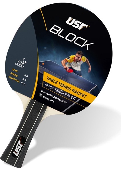 Block Serisi ITTF Onaylı Masa Tenisi Raketi – Corbor Reactor Lastik, Ahşap-Kauçuk Gövde, Yeni Başlayanlar için Turnuva Seviyesi