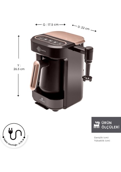 Hatır Barista Türk Kahve Makinesi – 5 Fincan, Süt Köpürtme ve Sütlü İçecek Hazırlama Özellikli, Kolay Temizlenen Ceviz Kahverengi indirimleri