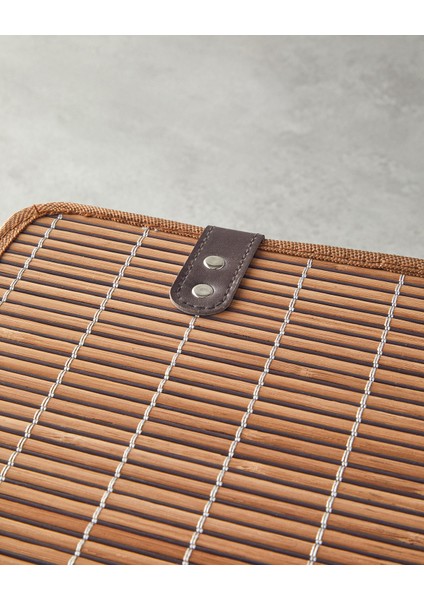Bambu ve Ahşap Kapaklı Kahverengi Saklama Kutusu 28 x 20 x 18 cm – Dayanıklı Doğal Malzemeden Dekoratif Organizer