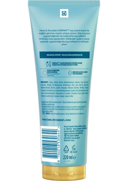 DermaXPRO Yatıştırıcı Saç ve Saç Derisi Bakım Kremi Aloe Vera Özü ve Seramid ile 220ml