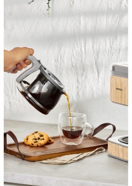 Just Coffee Aroma 2’si 1 Arada Filtre Kahve ve Çay Makinesi, 750 ml Cam Demlik, Çelik Filtre, 650 W, 5 Fincan Kapasiteli