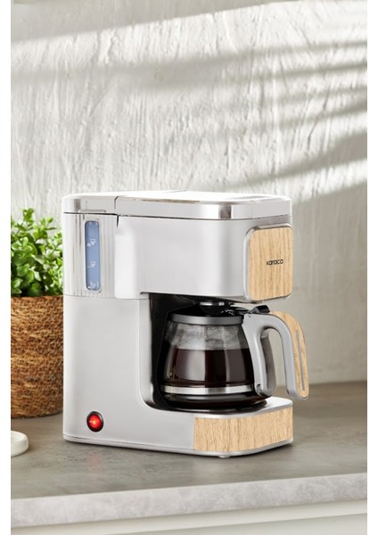 Just Coffee Aroma 2’si 1 Arada Filtre Kahve ve Çay Makinesi, 750 ml Cam Demlik, Çelik Filtre, 650 W, 5 Fincan Kapasiteli