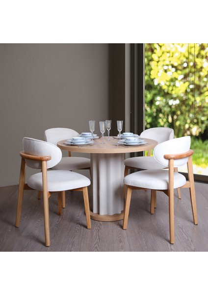 Lento Little Yuvarlak 4 Sandalyeli Mutfak Masa Takımı