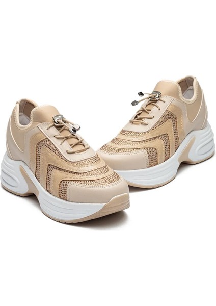 Kadın Yüksek Taban Rahat Şık Günlük Spor Ayakkabı Bej Renk fırsatları
