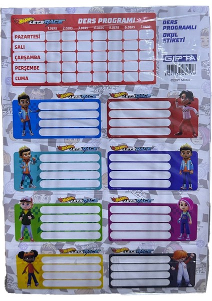 Gıpta Hot Wheels Ders Programı Okul Etiketi 3 Yp. fiyatları