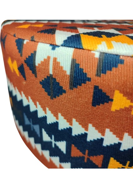 Puf Koltuk Bench Tabure – Anadolu Kilim Turuncu - Ahşap Ayaklı fiyatları