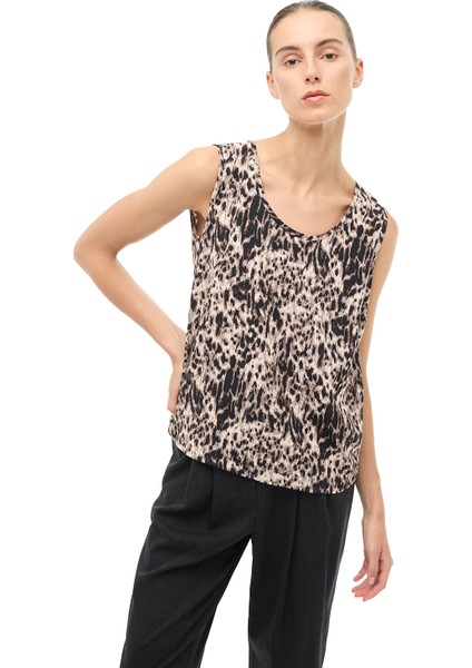 Kahverengi U Yaka Askılı Leopar Bluz fiyatları